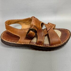 Born 39 Women's 8 Men’s 6.5 Brown Leather Open Toe Fisherman Sandals Comfort